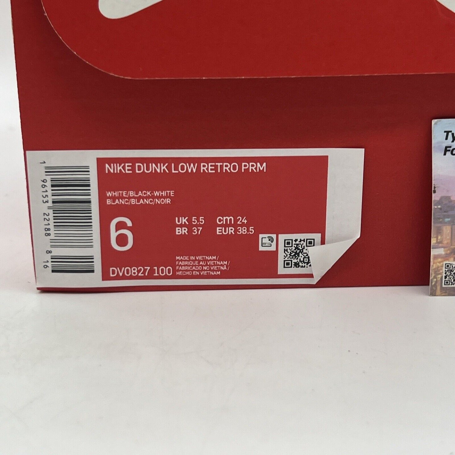 Nike Dunk Low 'Tartan Plaid' White Black Red Grey DV0827-100 Size 6Y Brand New