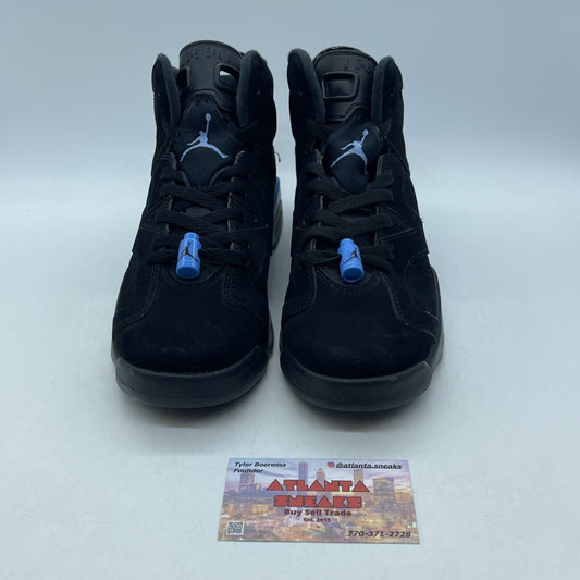 Size 7Y - Air Jordan 6 UNC Black Suede Blue Leather (384665-006)