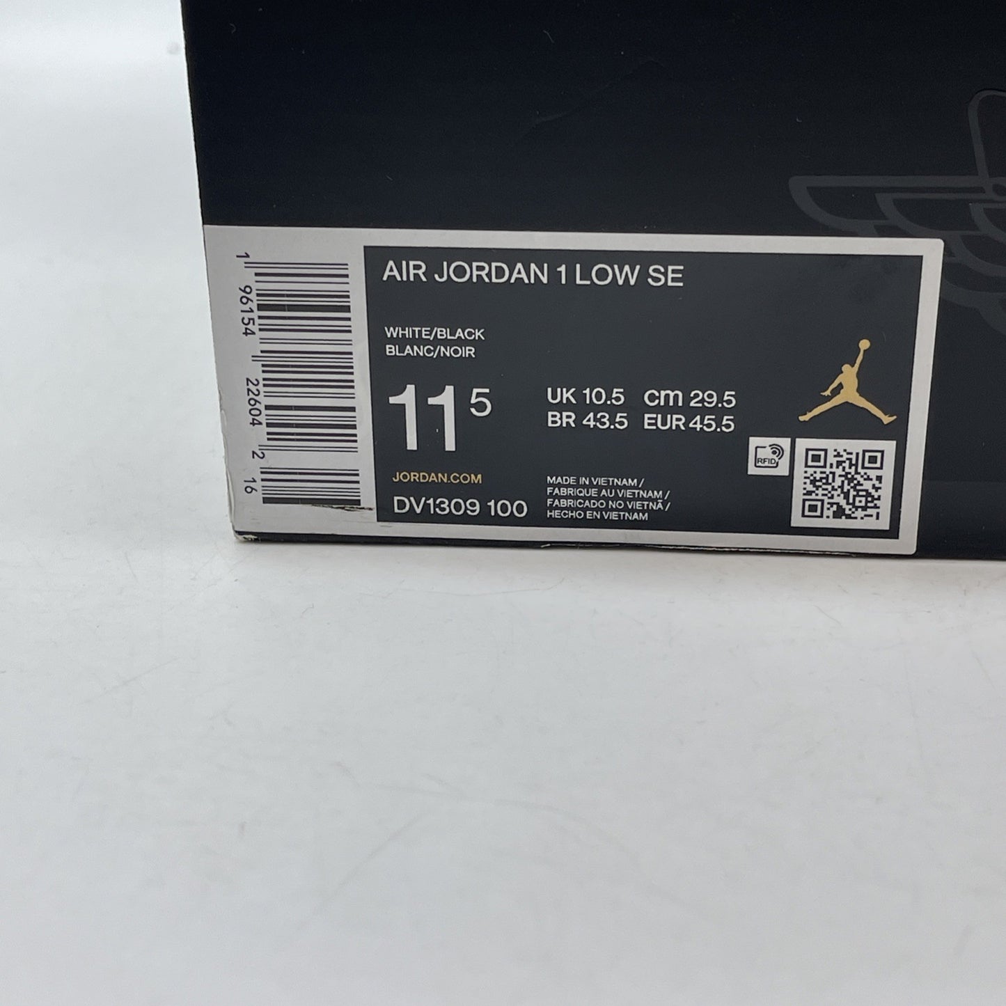 Size 11.5 - Jordan 1 Low SE Concord Black White Leather (DV1309-100)