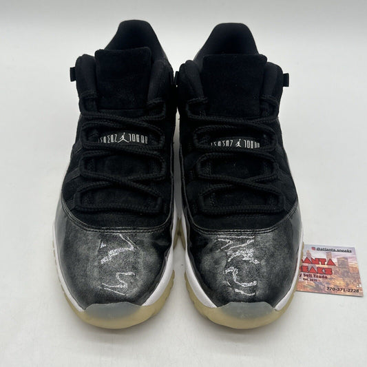 Size 11.5 - Jordan 11 Retro Low Barons 2017 Black Gold Shiny White Suede
