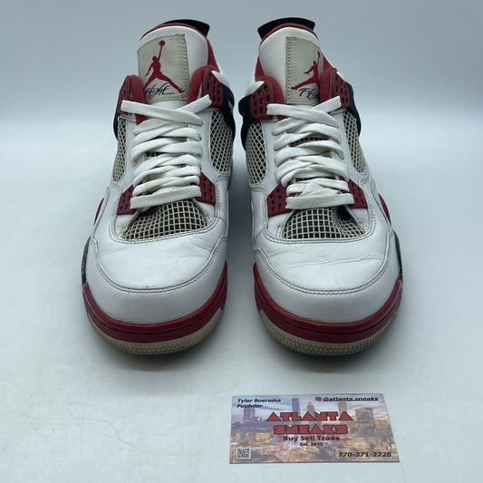Size 10 - Jordan 4 Retro Fire Red 2012 Black White Leather (308497-110)