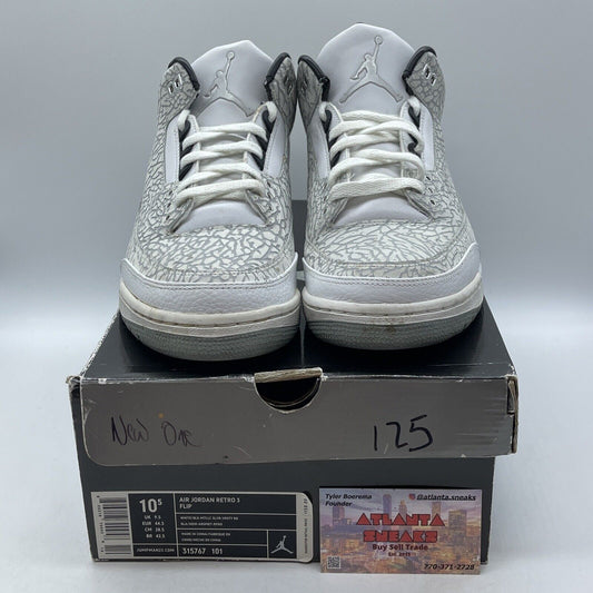 Size 10.5 - Air Jordan 3 Retro Flip White Black Grey Suede Leather (315767-101)