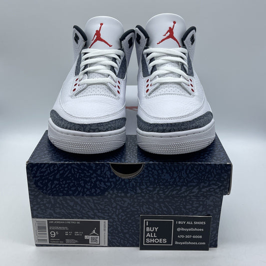 Size 9.5 - Jordan 3 Retro Denim SE Fire Red White Grey Leather (CZ6431-100)