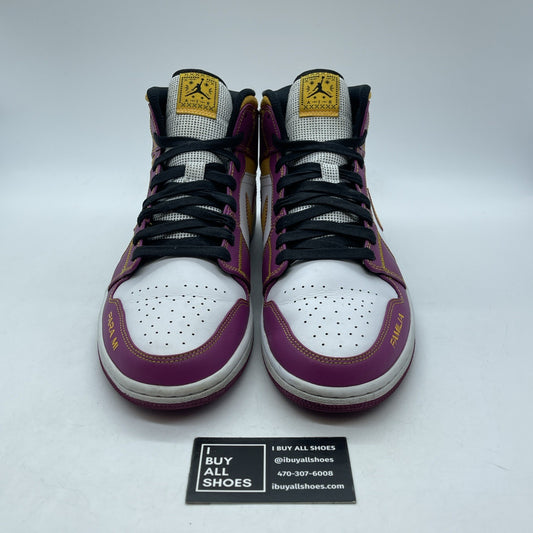 Size 11 - Air Jordan 1 Mid Día de Muertos White Purple Leather (DC0350-100)