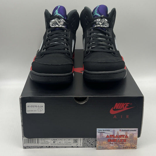Size 8.5 - Jordan 5 Retro Top 3 Black 2020 Brand New Og All DS Sneakers Purple
