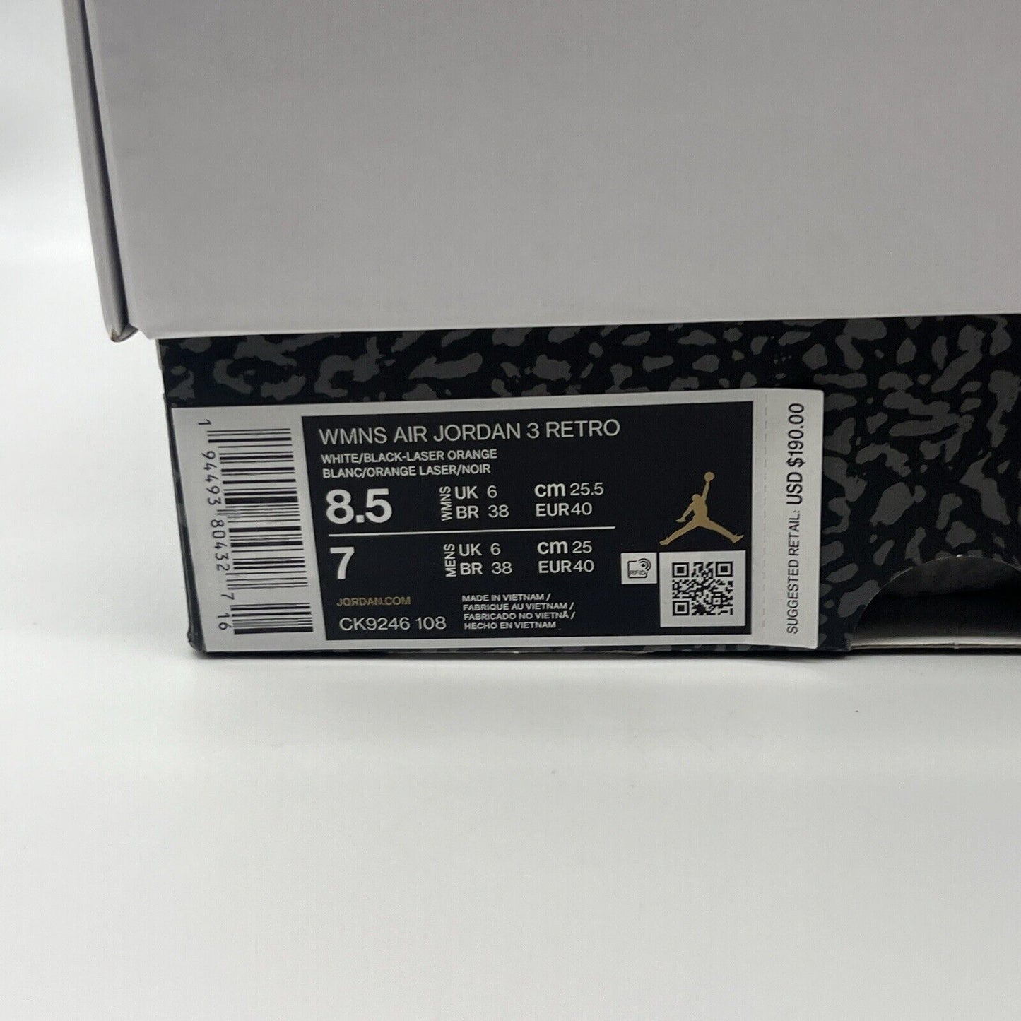 Size 8.5w - Jordan 3 Retro Laser Orange 2020 Brand New Og All Black Yellow