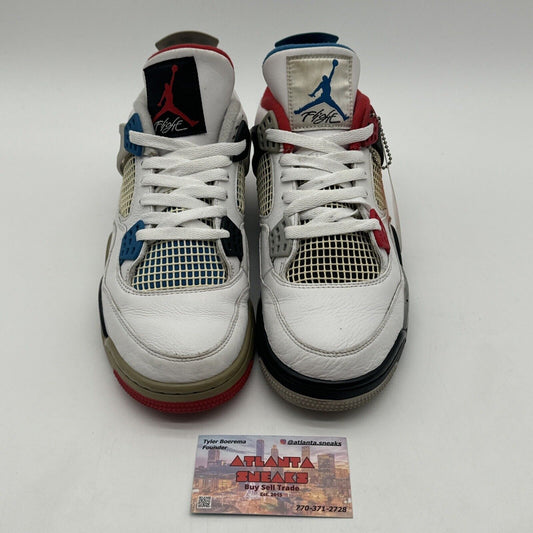 Size 9 - Jordan 4 Retro SE Mid What The 4 White Blue Red Cement Classic With Tag