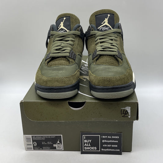 Size 9 - Jordan 4 SE Retro Low Craft - Olive Green Black Suede (FB9927-200)