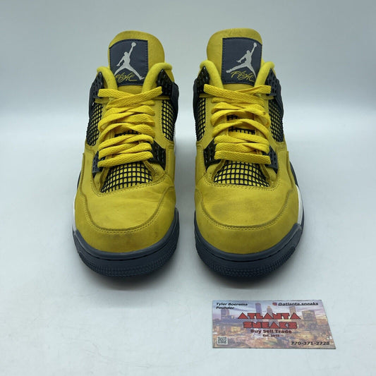 Size 10 - Jordan 4 Retro Mid Lightning Yellow Grey White Suede (CT8527-700)