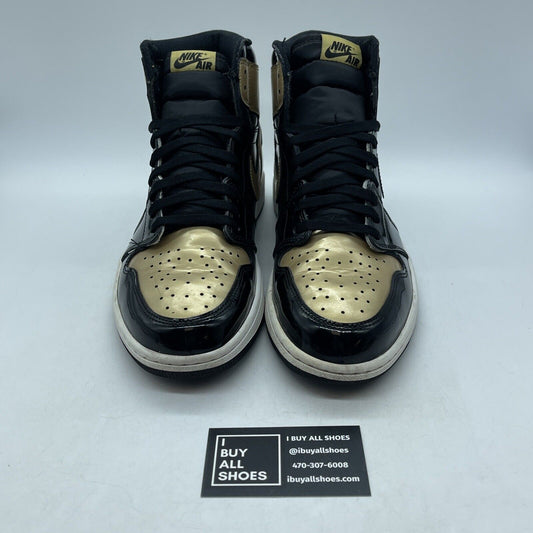 Size 12 - Air Jordan 1 Retro OG NRG High Gold Toe Black N Leather (861428-007)