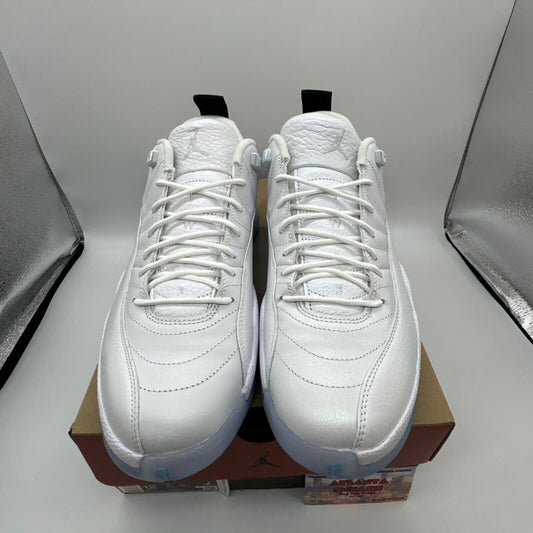 Size 12 - Jordan 12 Retro Low Easter white icy, blue leather suede, shiny new