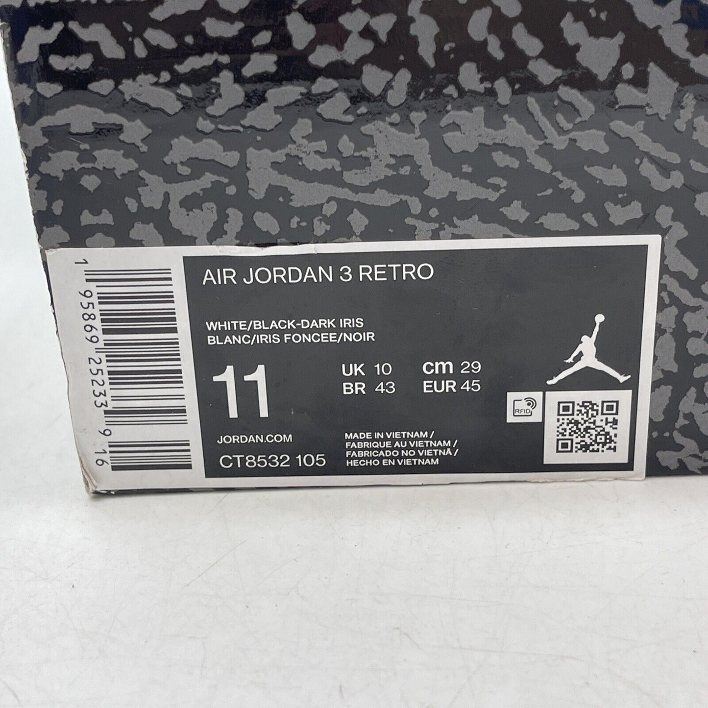 Size 11 - Jordan 3 Retro Mid Dark Iris White Grey Black Suede (CT8532-105)