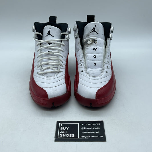 Size 4.5Y (GS) - Air Jordan 12 Retro Mid Cherry White Leather (153265-116)