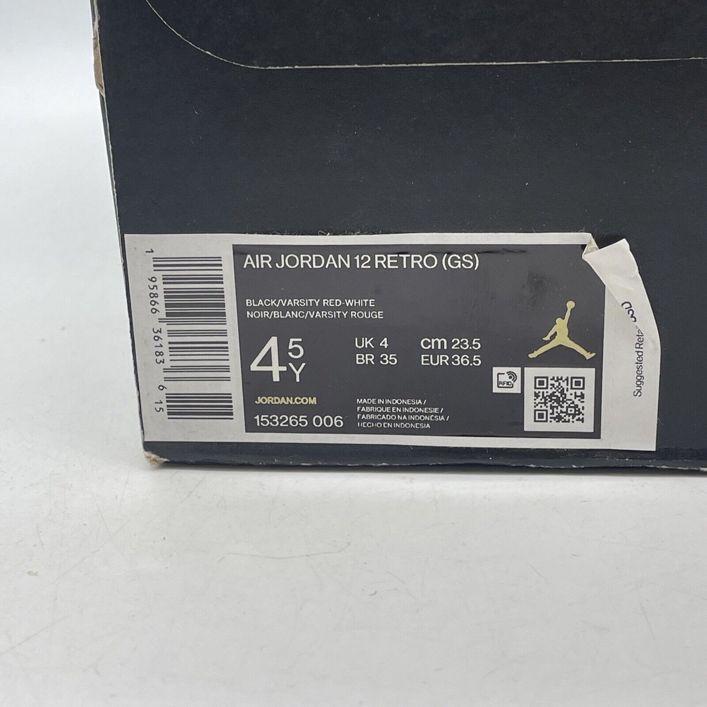 Size 4.5 - Jordan 12 Retro Mid Playoff Black White Gold Leather (153265-006)