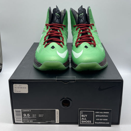 Size 9.5 - Nike LeBron 10 Cutting Jade Green Black Leather (541100-303)