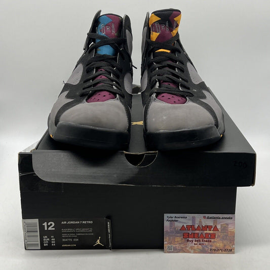 Size 12 - Jordan 7 Retro Bordeaux 2015 Black Grey Suede (304775-034)