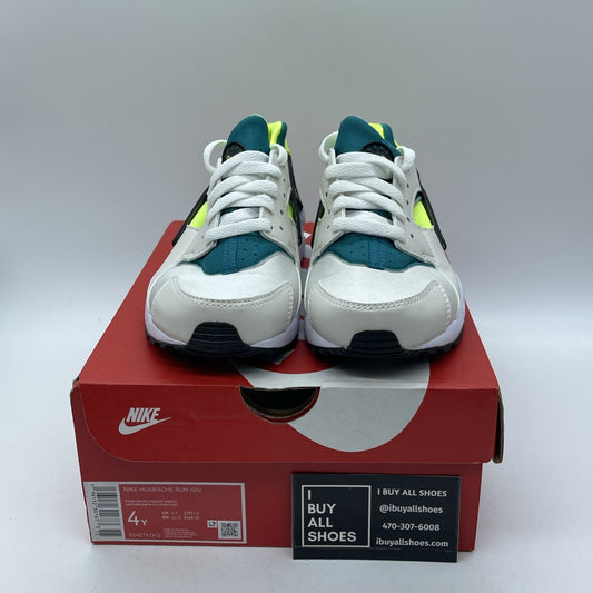 Size 4Y (GS) - Nike Huarache Run Low Bright Spruce Volt Suede (654275-045)