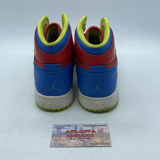 Size 7Y - Air Jordan 1 High GS Racing Pack Blue Red White Leather (705300-615)