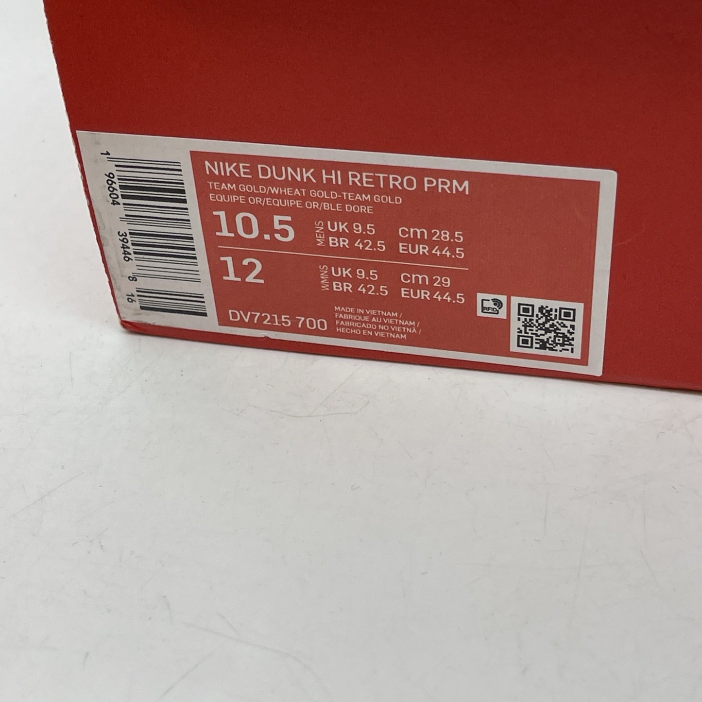 Size 10.5 - Nike Dunk Hi Retro PRM Wheat Gold Suede Leather (DV7215-700)