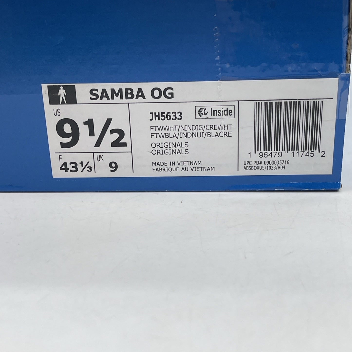 Size 9.5 - adidas Samba OG White Night Indigo Cream Blue White (JH5633)