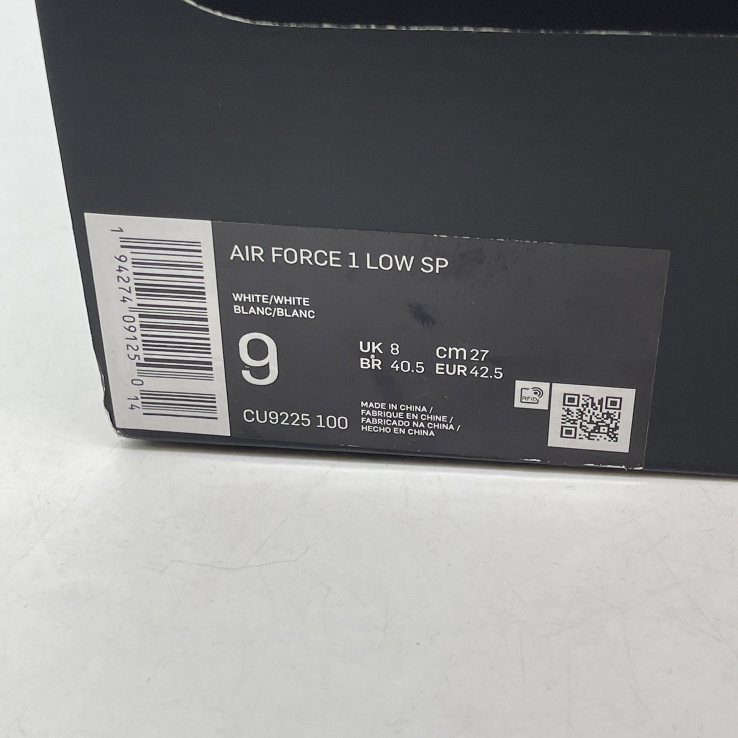 Size 9 - Nike Air Force 1 x Supreme Low Box Logo White Red Leather (CU9225-100)