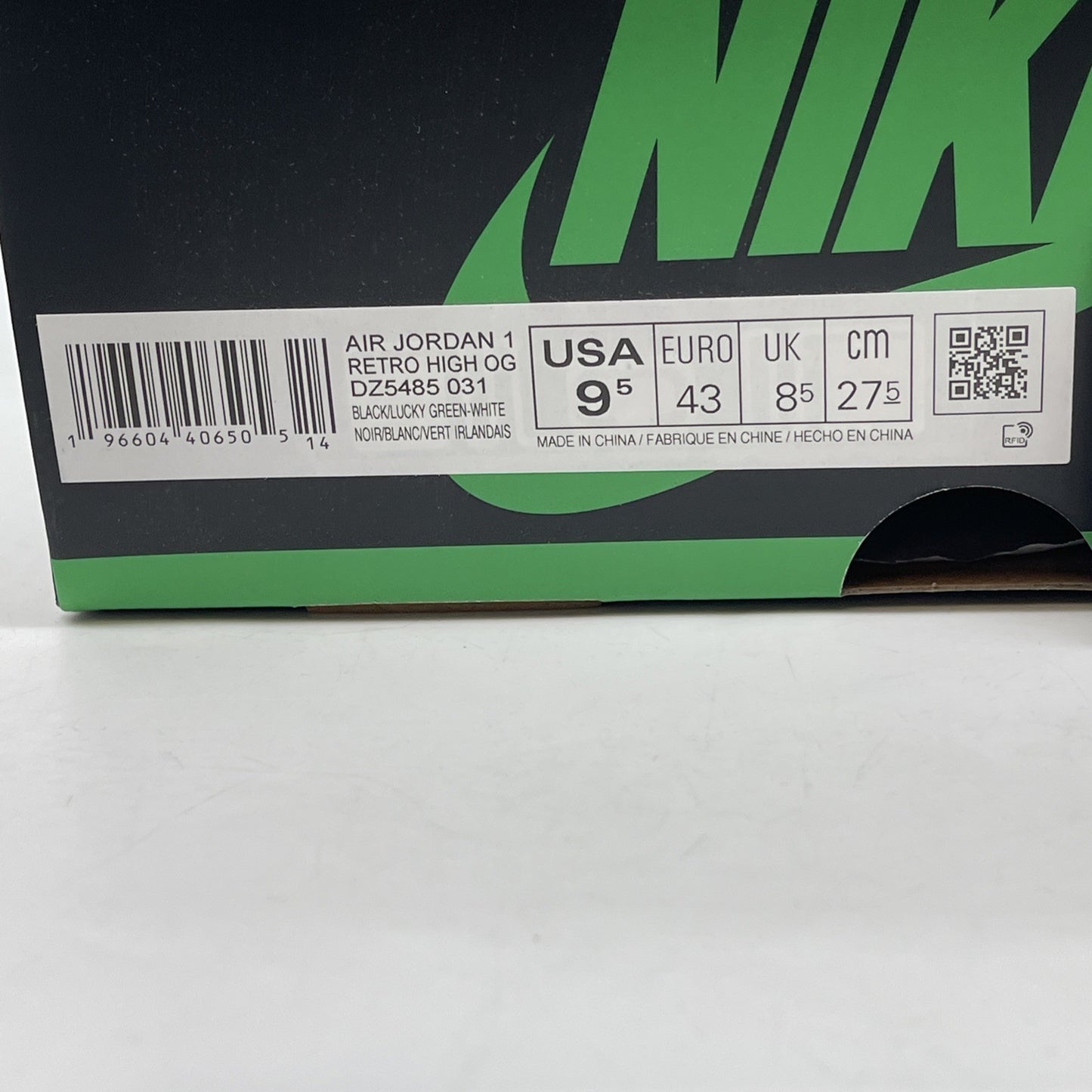 Size 9.5 - Air Jordan 1 Retro OG High Lucky Green Leather (DZ5485-031)