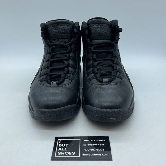 Size 9 - Air Jordan 10 Retro NYC Black Gold Leather Suede (310805-012)