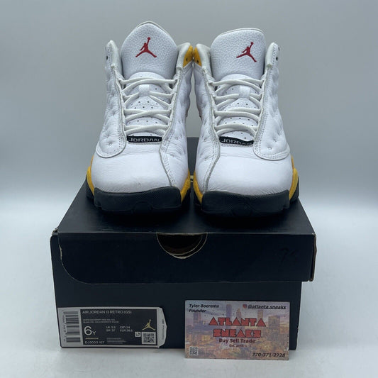 Size 6Y - Jordan 13 Del Sol (GS) White Black Leather Yellow Suede (DJ3003-167)