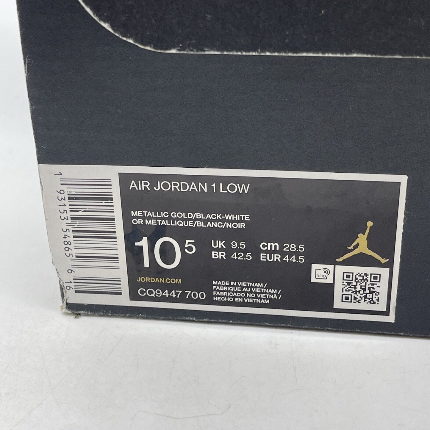 Size 10.5 - Air Jordan 1 Low Gold Toe Black White Leather (CQ9447-700)
