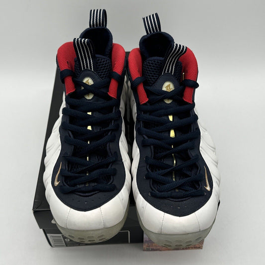 Size 9 - Nike Air Foamposite One Premium Olympic 2016 White Navy Shiny Red Icy