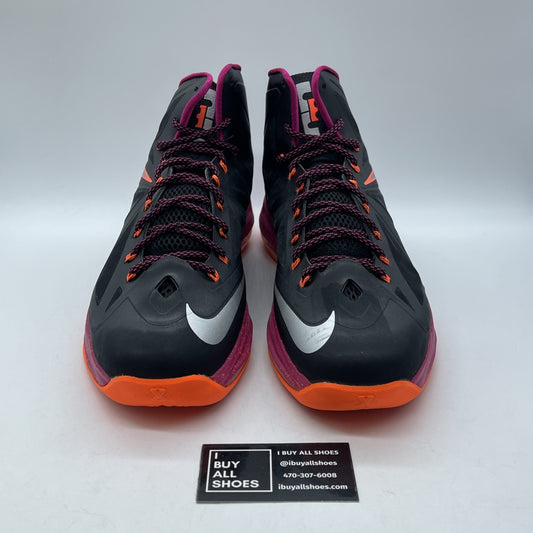 Size 13 - Nike LeBron 10 Floridian Black Silver Leather (541100-005)