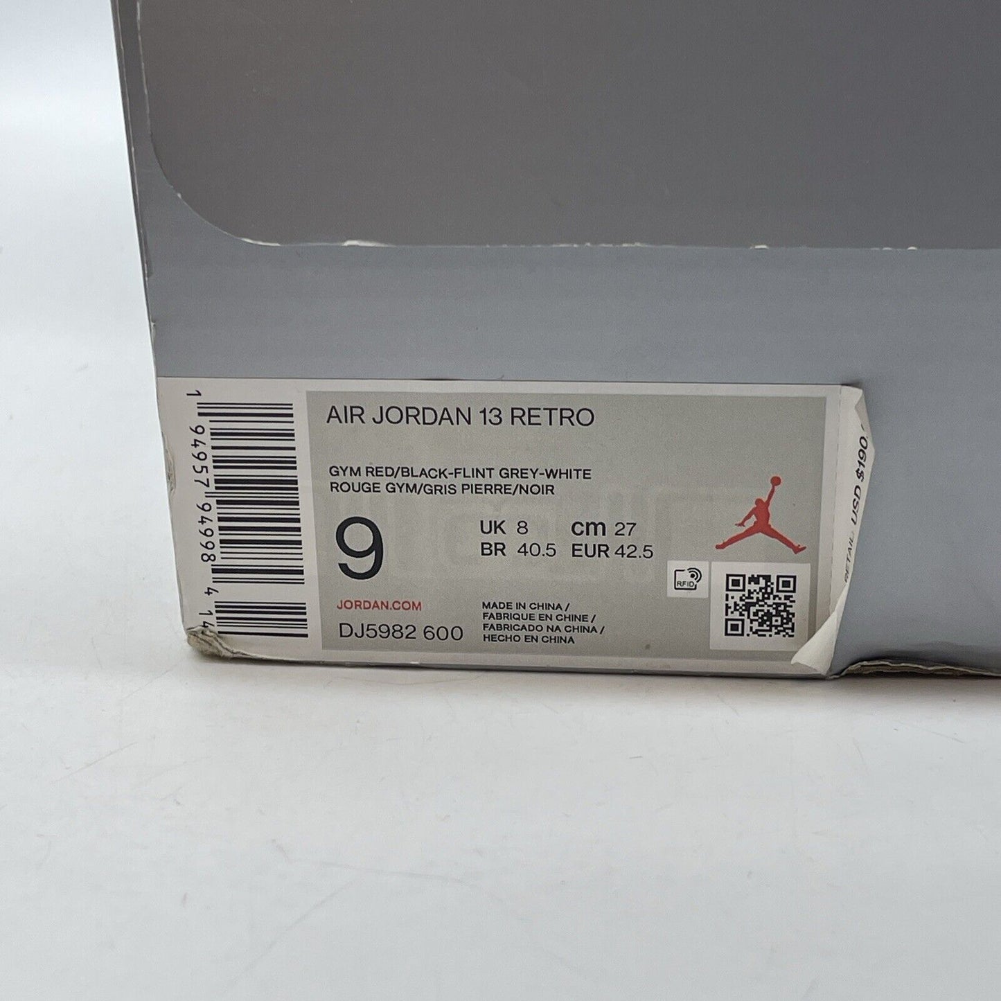 Size 9 - Jordan 13 Red White Grey Black Suede Leather (DJ5982600)