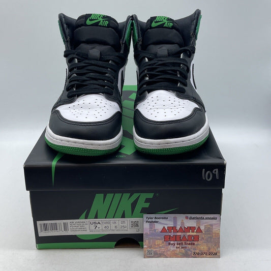 Size 7Y- Air Jordan 1 Retro OG High Lucky Green White Black Leather (FD1437-031)