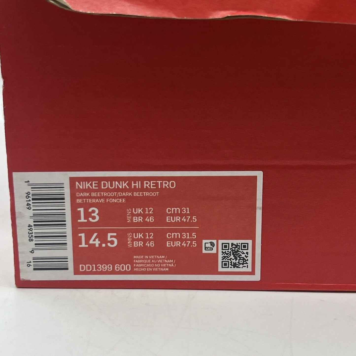 Size 13 - Nike Dunk High Dark Beetroot Brand New Og All