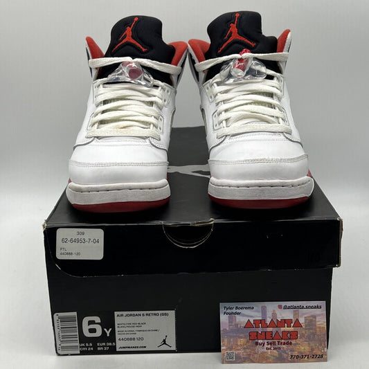 Size 6 - Air Jordan 5 Retro 2013 Fire Red Leather Icey (440888-120)