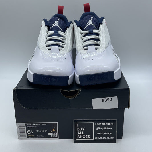 Size 6.5Y - Air Jordan Max Aura 6 GS White Varsity Red Midnight Navy(FQ8297-100)