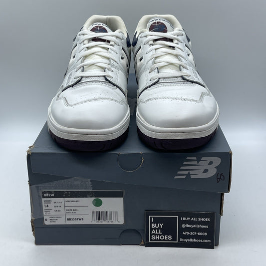 Size 14 - New Balance 550 White Indigo Burgundy Blue Grey Leather (BB550PWB)