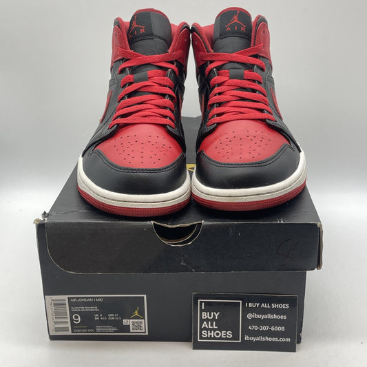 Size 9 - Jordan 1 Mid Alternate Bred Red Black Leather (DQ8426-060)