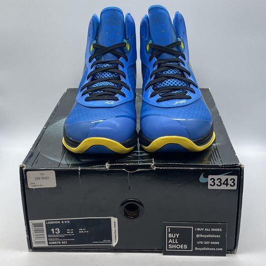 Size 13 - Nike LeBron 8 V/2 Entourage Blue Yellow Black Leather (429676-401)