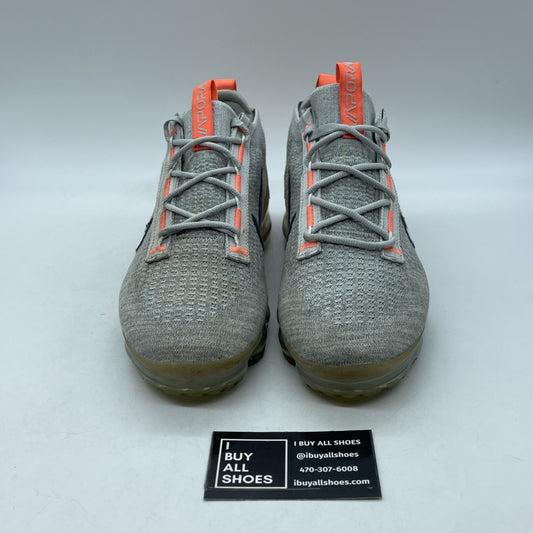 Size 9.5 - Nike Air VaporMax 2021 Flyknit Grey Fog Bright Mango