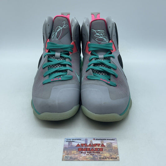 Size 7Y - Nike Lebron 9 South Beach Florida GS 2012 Leather Grey (472664-006)
