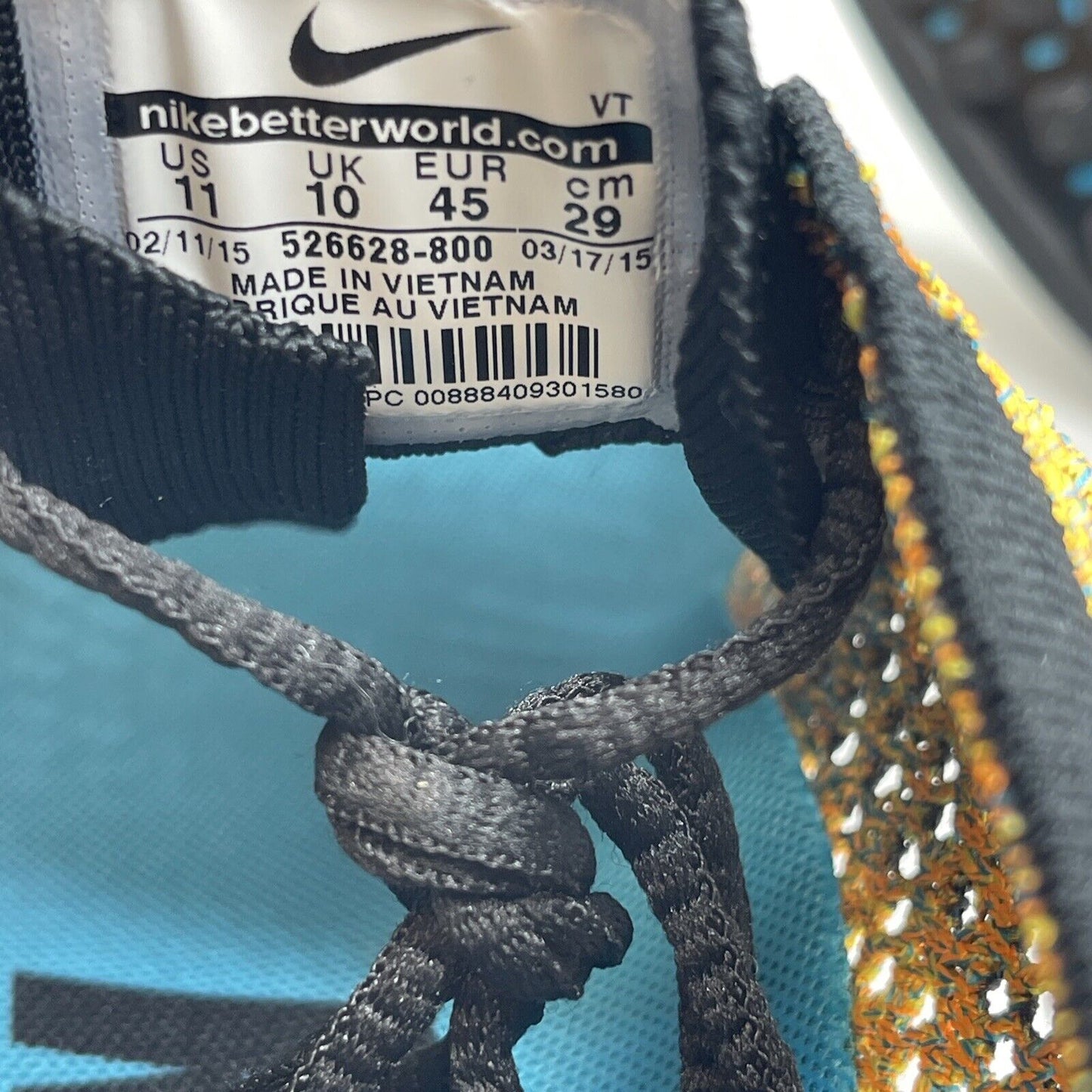 Size 11 - Nike Flyknit Racer Sherbet Yellow Blue Black (526628-800)