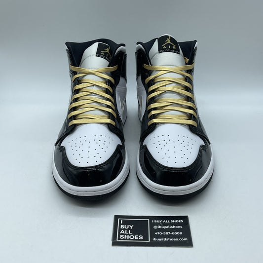 Size 12 - Air Jordan 1 Mid SE Patent Black Gold (852542-007)