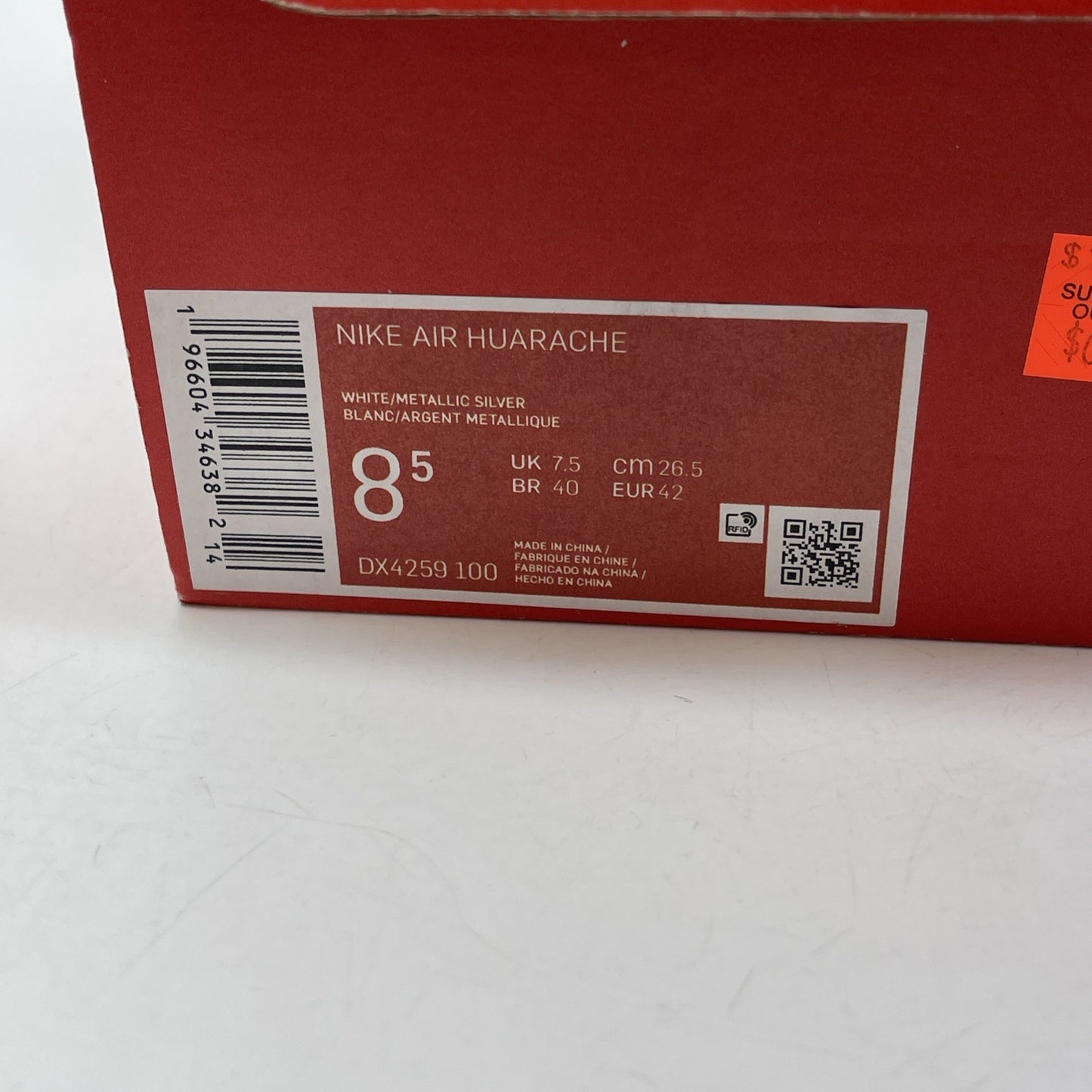 Size 8.5 - Nike Air Huarache Icons - Infrared White Suede Leather (DX4259-100)