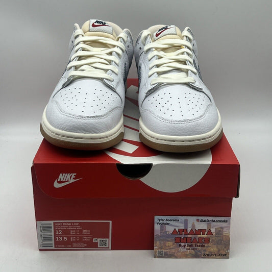 Size 12 - Nike Dunk Low Washed Denim Brand New Og All Leather Gum DS