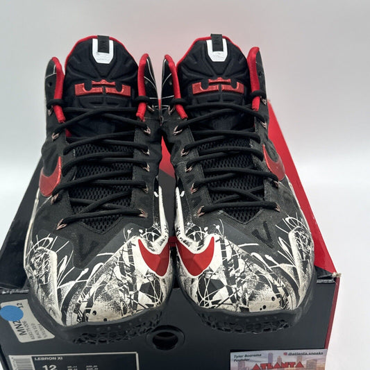 Size 12 - Nike LeBron 11 Graffiti 2014 Red Black White Retro Bred Basketball Sho