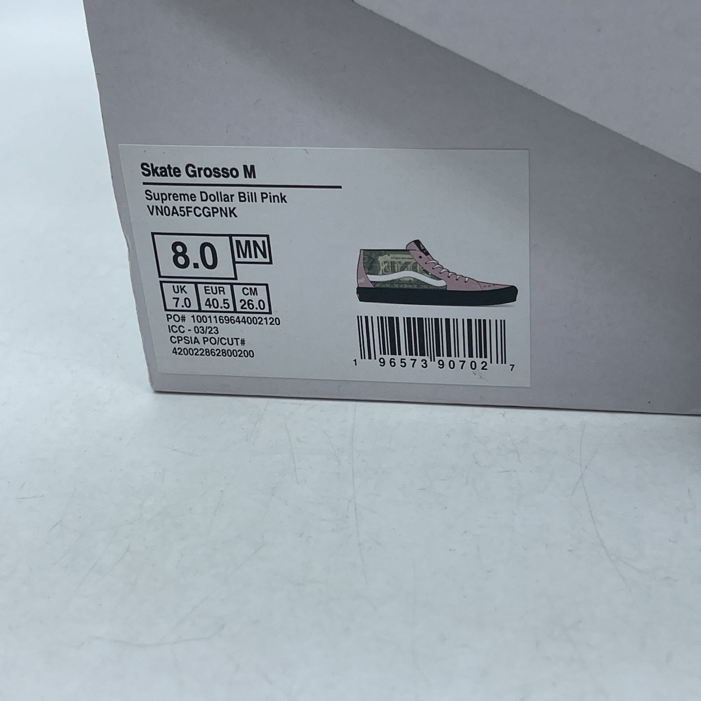 Size 8 - SUP-VANS-23SS-SGM-P Supreme × Vans Doller Skate Grosso Mid Pink