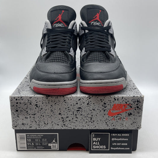Size 10 - Air Jordan 4 Retro Bred Reimagined Black Grey Leather (FV5029-006)