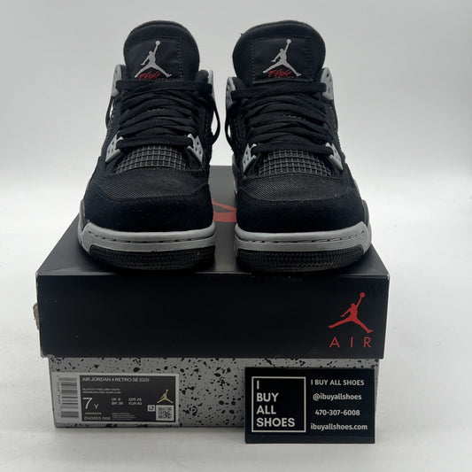 Size 7Y - Air Jordan 4 Retro SE Mid Black Canvas (DV0553-006)