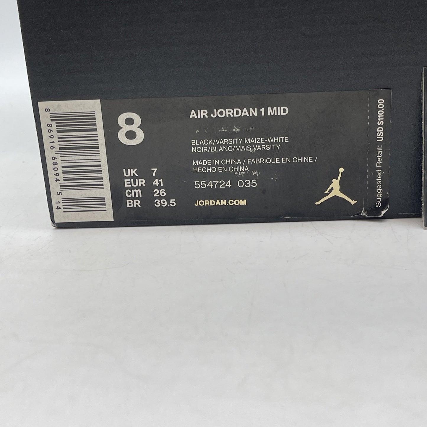 Size 8 - Air Jordan 1 Retro 2017 Mid New Love Yellow Black Suede (554724-035)